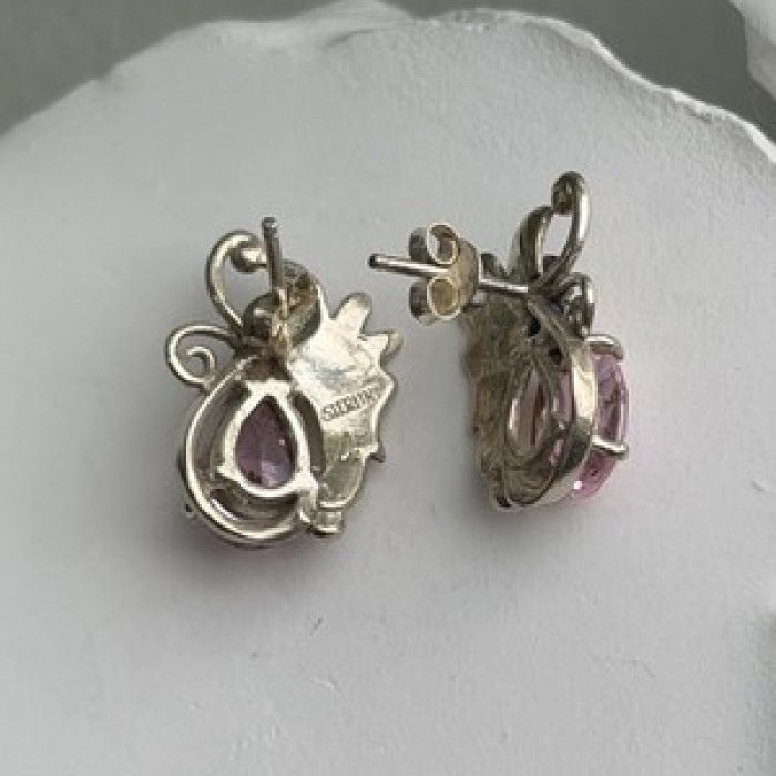 Lovely 925 Sterling Silver Pink Spinel Earrings