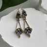 925 Sterling Silver Amethyst Peridot Citrine Earrings