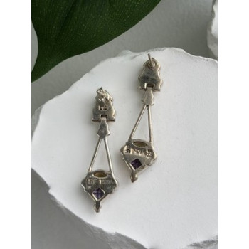 925 Sterling Silver Amethyst Peridot Citrine Earrings