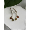 925 Sterling Silver Green & Orange Amber Earrings