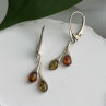 925 Sterling Silver Green & Orange Amber Earrings