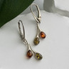 925 Sterling Silver Green & Orange Amber Earrings