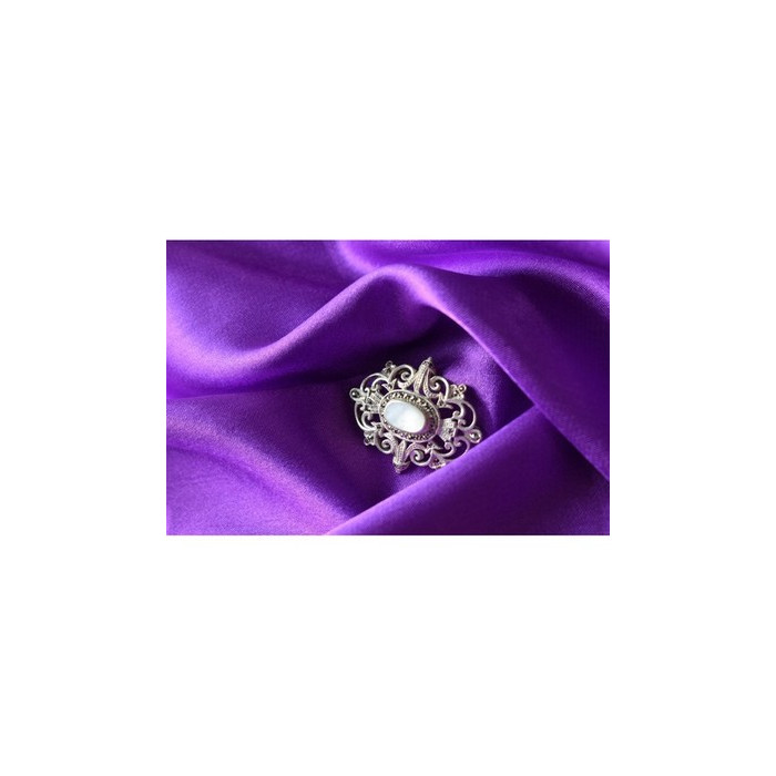 Vintage 925 Sterling Silver Mother of Pearl and Marcasites Brooch