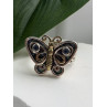 Vintage Butterfly 925 Sterling Silver Abalone & Topaz Ring Size 8