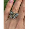 Vintage Butterfly 925 Sterling Silver Abalone & Topaz Ring Size 8