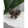 Vintage Butterfly 925 Sterling Silver Abalone & Topaz Ring Size 8