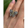 Vintage Butterfly 925 Sterling Silver Abalone & Topaz Ring Size 8