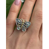 Vintage Butterfly 925 Sterling Silver Abalone & Topaz Ring Size 8