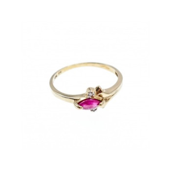10K YELLOW GOLD RUBY & DIAMONDS RING SIZE 6.75