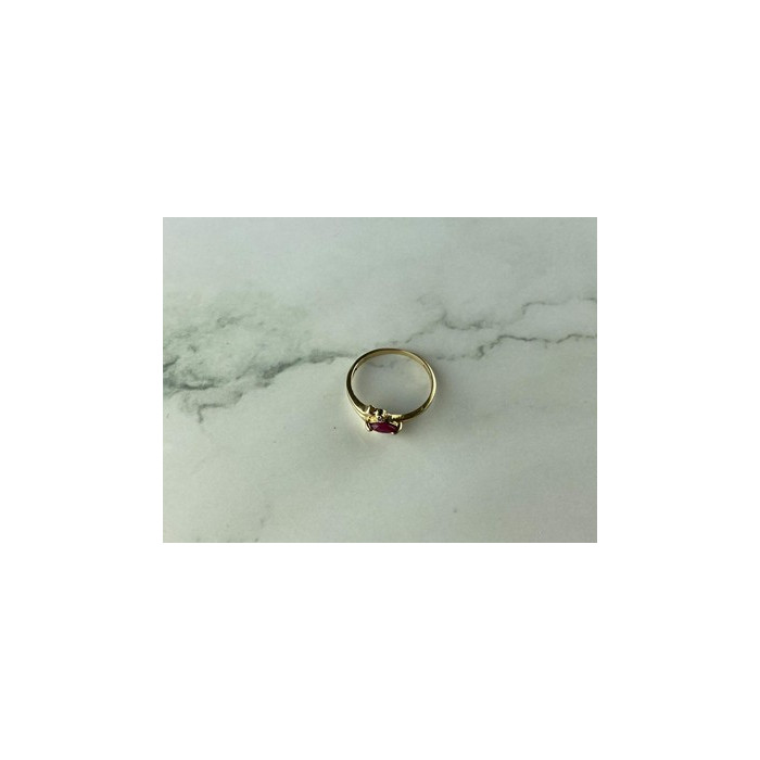 10K YELLOW GOLD RUBY & DIAMONDS RING SIZE 6.75