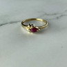 10K Yellow Gold Ruby & Diamonds Ring Size 6.75