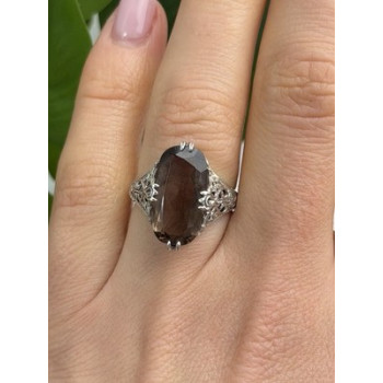 925 Sterling Silver Brown Tourmaline Ring Size 7