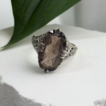 925 Sterling Silver Brown Tourmaline Ring Size 7