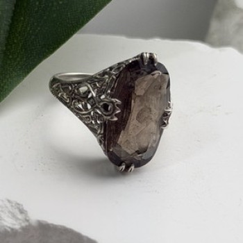 925 Sterling Silver Brown Tourmaline Ring Size 7