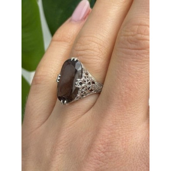 925 Sterling Silver Brown Tourmaline Ring Size 7