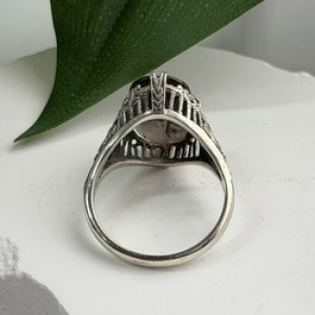 925 Sterling Silver Brown Tourmaline Ring Size 7