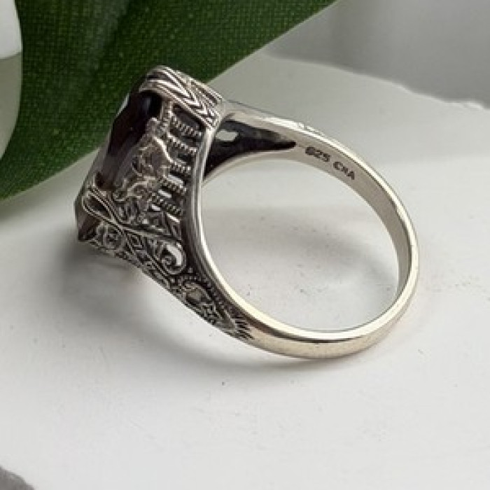 925 Sterling Silver Brown Tourmaline Ring Size 7