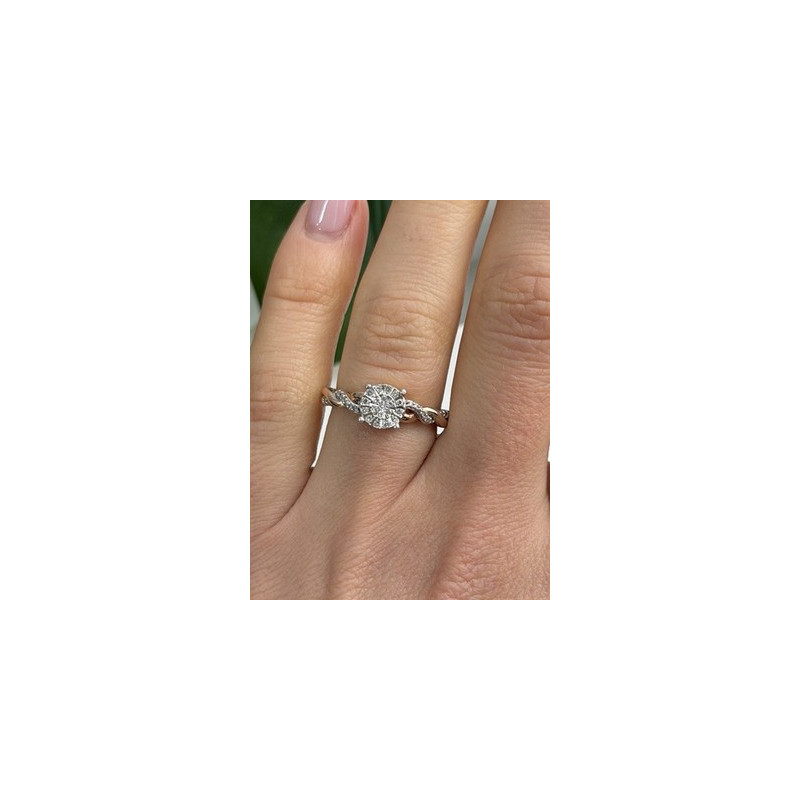 925 Sterling Silver Rose Gold Plated  Diamond  0.07 ctw Ring Size 7