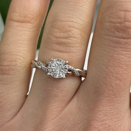 925 Sterling Silver Rose Gold Plated  Diamond  0.07 ctw Ring Size 7