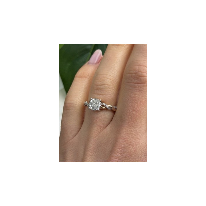 925 Sterling Silver Rose Gold Plated  Diamond  0.07 ctw Ring Size 7