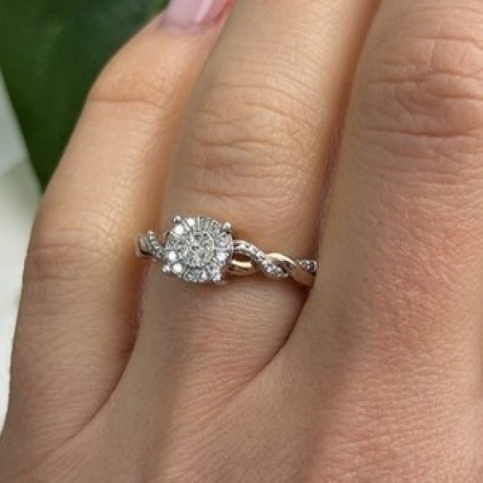 925 Sterling Silver Rose Gold Plated  Diamond  0.07 ctw Ring Size 7