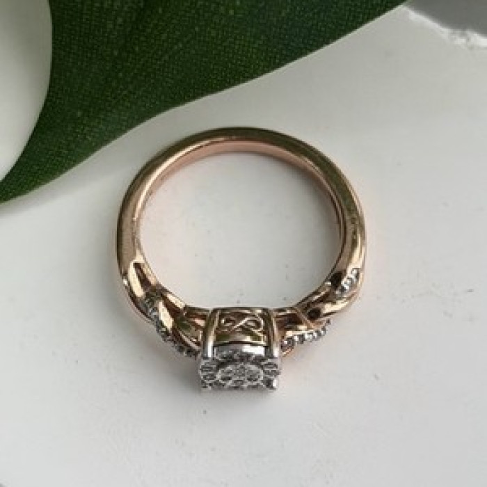 925 Sterling Silver Rose Gold Plated  Diamond  0.07 ctw Ring Size 7