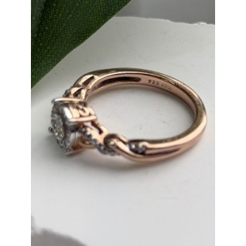 925 Sterling Silver Rose Gold Plated  Diamond  0.07 ctw Ring Size 7