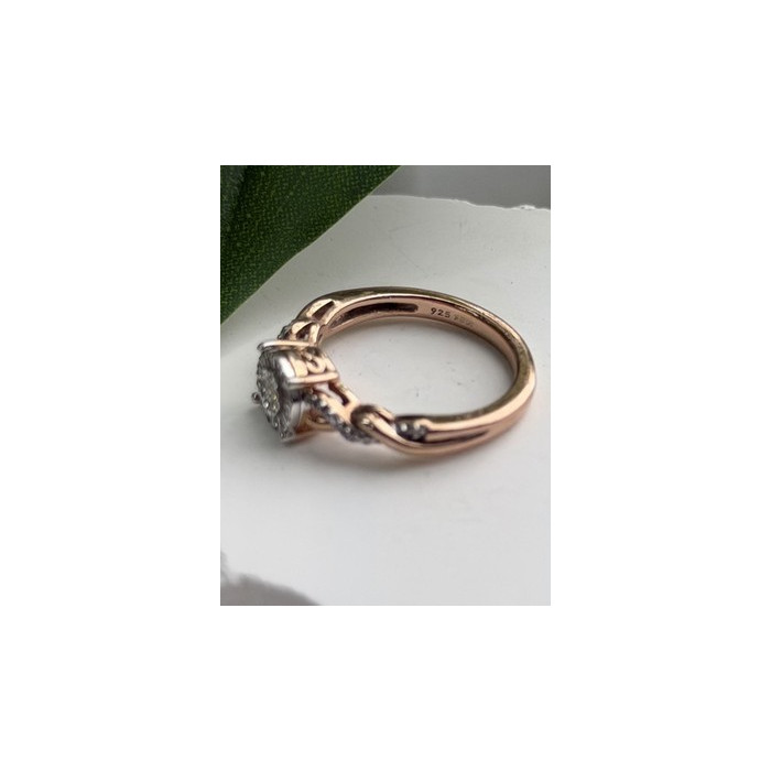 925 Sterling Silver Rose Gold Plated  Diamond  0.07 ctw Ring Size 7