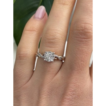 925 Sterling Silver Rose Gold Plated  Diamond  0.07 ctw Ring Size 7