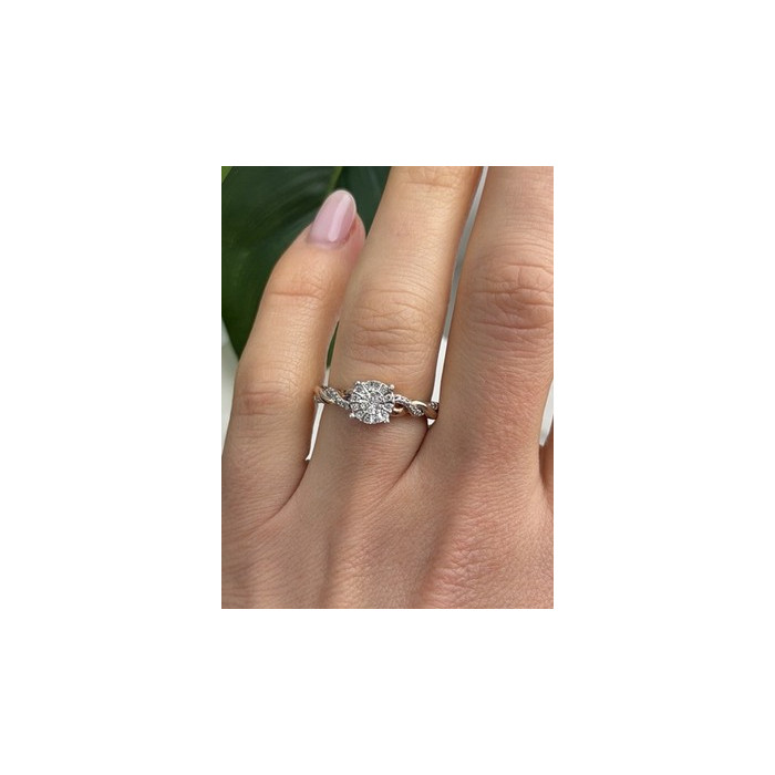 925 Sterling Silver Rose Gold Plated  Diamond  0.07 ctw Ring Size 7