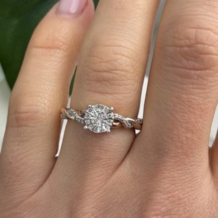925 Sterling Silver Rose Gold Plated  Diamond  0.07 ctw Ring Size 7
