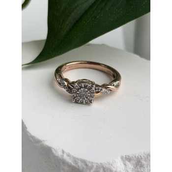 925 Sterling Silver Rose Gold Plated  Diamond  0.07 ctw Ring Size 7