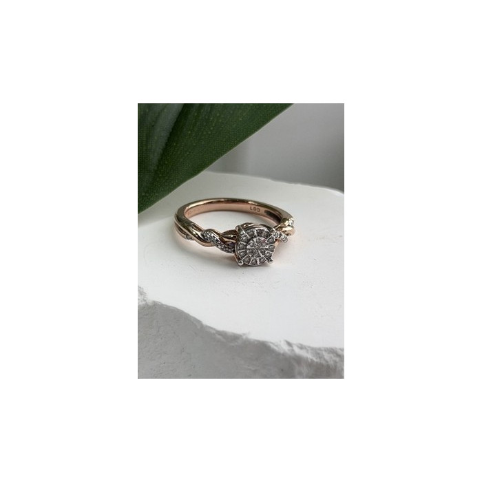 925 Sterling Silver Rose Gold Plated  Diamond  0.07 ctw Ring Size 7