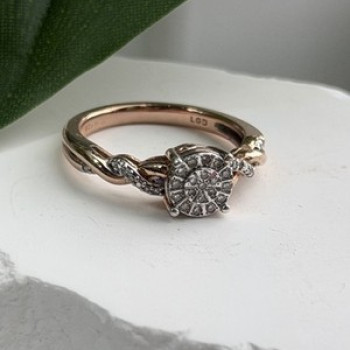 925 Sterling Silver Rose Gold Plated  Diamond  0.07 ctw Ring Size 7