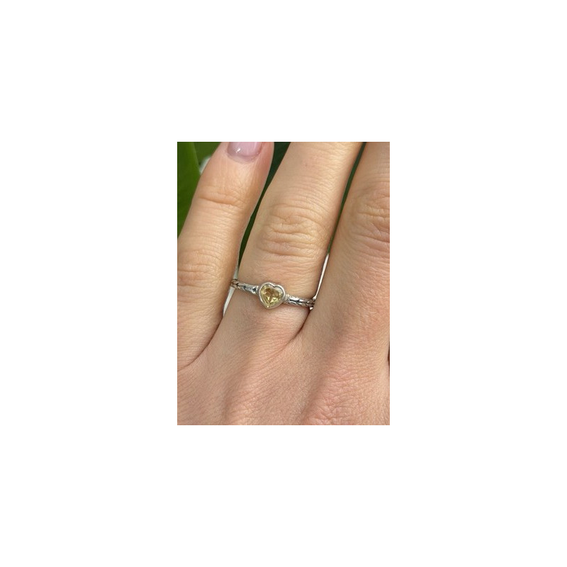 ATI 925 Sterling Silver Citrine Heart  Ring Size 6.5