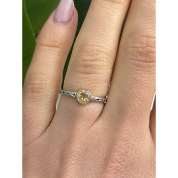 ATI 925 Sterling Silver Citrine Heart  Ring Size 6.5