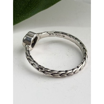 ATI 925 Sterling Silver Citrine Heart  Ring Size 6.5