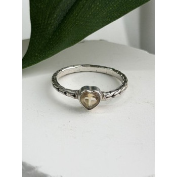 ATI 925 Sterling Silver Citrine Heart  Ring Size 6.5