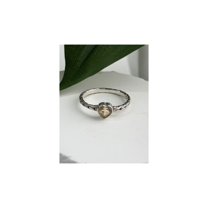ATI 925 Sterling Silver Citrine Heart  Ring Size 6.5