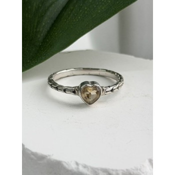 ATI 925 Sterling Silver Citrine Heart  Ring Size 6.5