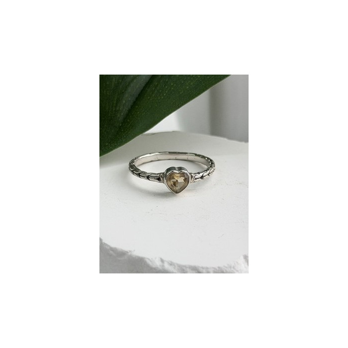 ATI 925 Sterling Silver Citrine Heart  Ring Size 6.5