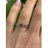 925 Sterling Silver Multi Color Spinel Band Ring Size 7