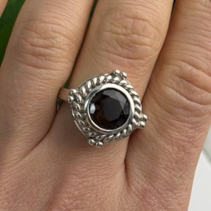 Vintage 925 Sterling Silver Brown Tourmaline Ring Size 9