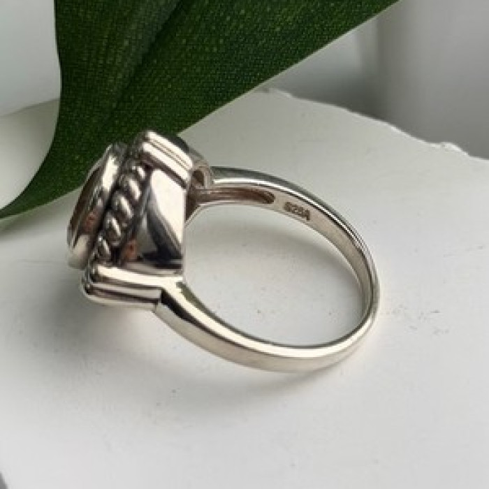 Vintage 925 Sterling Silver Brown Tourmaline Ring Size 9