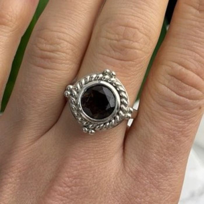 Vintage 925 Sterling Silver Brown Tourmaline Ring Size 9