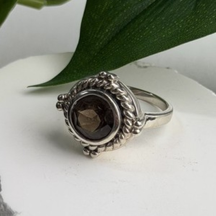 Vintage 925 Sterling Silver Brown Tourmaline Ring Size 9
