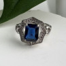 925 Sterling Silver Sapphire & Beryl Ring Size 5.5