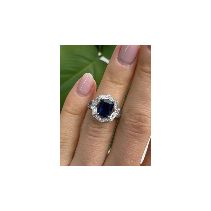 925 Sterling Silver Sapphire & Beryl Ring Size 5.5