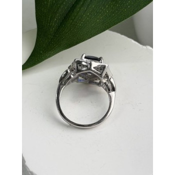 925 Sterling Silver Sapphire & Beryl Ring Size 5.5