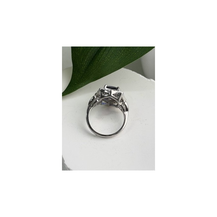 925 Sterling Silver Sapphire & Beryl Ring Size 5.5